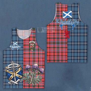 Straiton Tartan Men's Tank Top Happy St. Andrew's Day Half Tartan Style