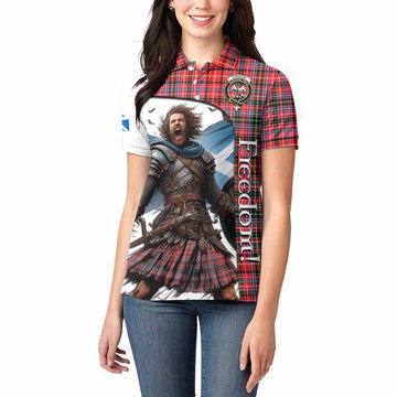 Straiton Crest Tartan Women's Polo Shirt Inspired by the Freedom of Scottish Warrior