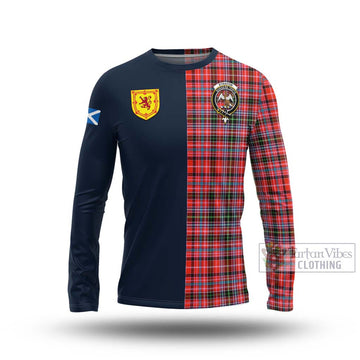 Straiton Tartan Long Sleeve T-Shirt Alba with Scottish Lion Royal Arm Half Style