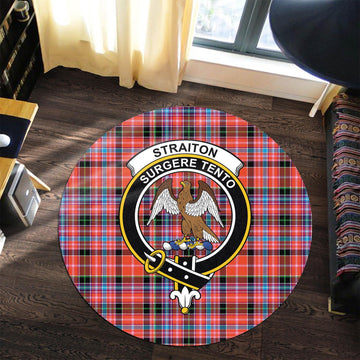 Straiton Tartan Round Rug with Family Crest