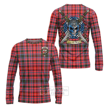 Straiton Tartan Long Sleeve T-Shirt with Family Crest Celtic Skull Style