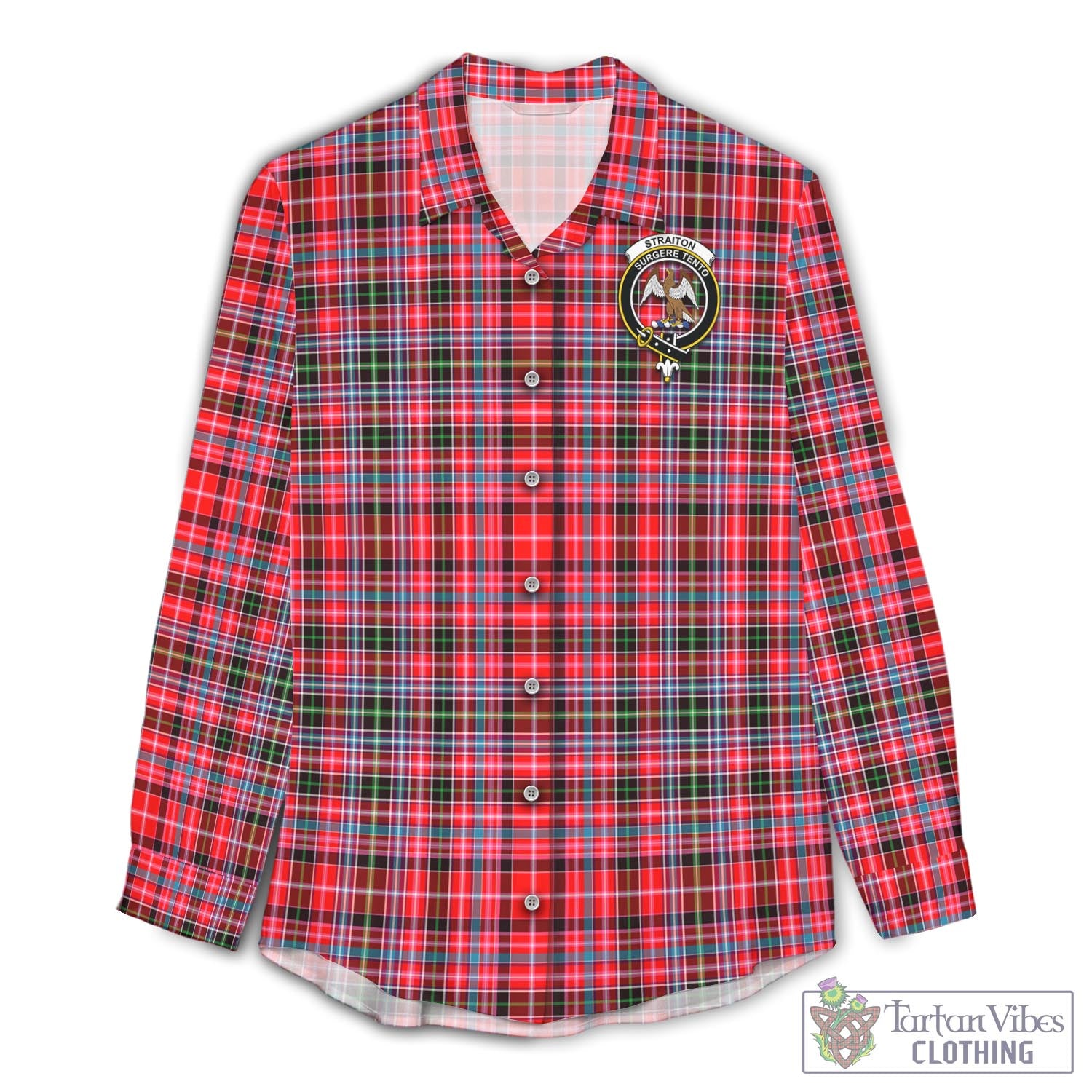 Tartan Vibes Clothing Straiton Tartan Womens Casual Shirt with Family Crest