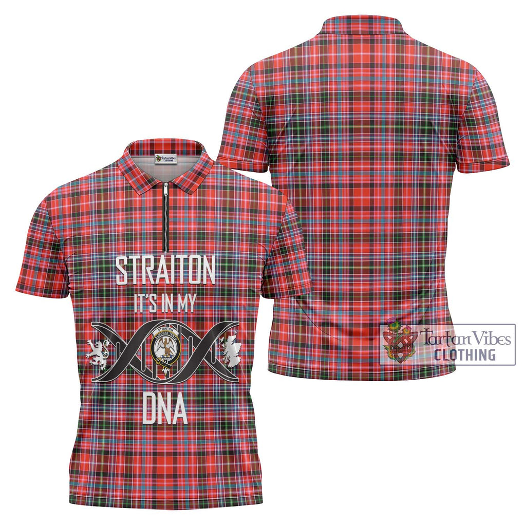 Straiton Tartan Zipper Polo Shirt with Family Crest DNA In Me Style Unisex - Tartanvibesclothing Shop