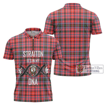 Straiton Tartan Zipper Polo Shirt with Family Crest DNA In Me Style