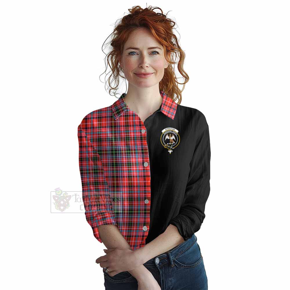 Tartan Vibes Clothing Straiton Tartan Women's Casual Shirt with Family Crest and Half Of Me Style