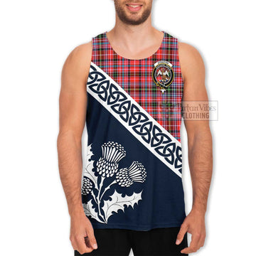 Straiton Tartan Men's Tank Top Featuring Thistle and Scotland Map