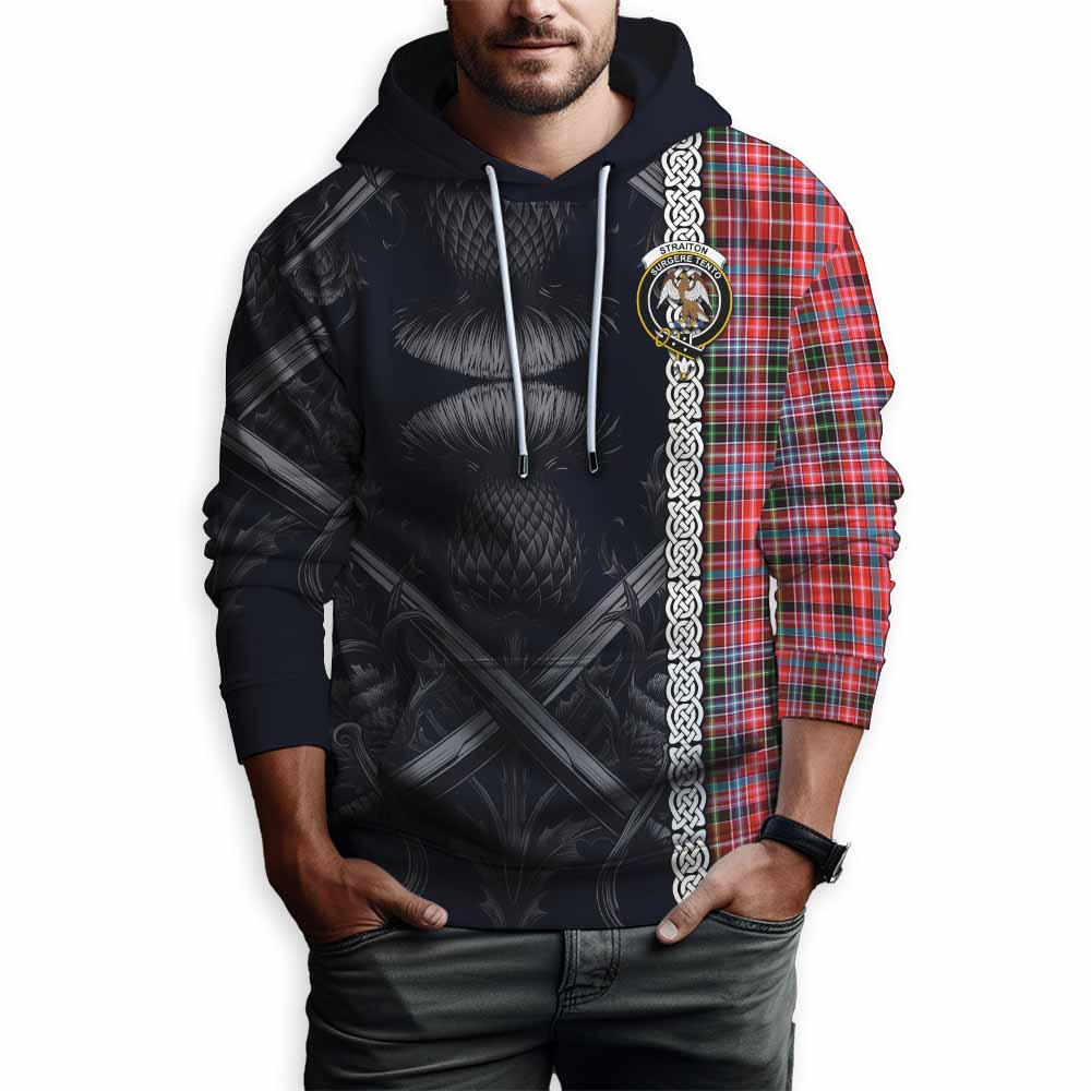 Tartan Vibes Clothing Straiton Tartan Hoodie with Family Crest Cross Sword Thistle Celtic Vibes