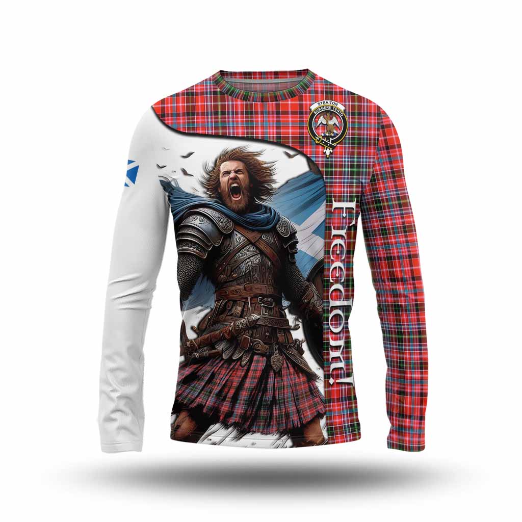 Tartan Vibes Clothing Straiton Crest Tartan Long Sleeve T-Shirt Inspired by the Freedom of Scottish Warrior