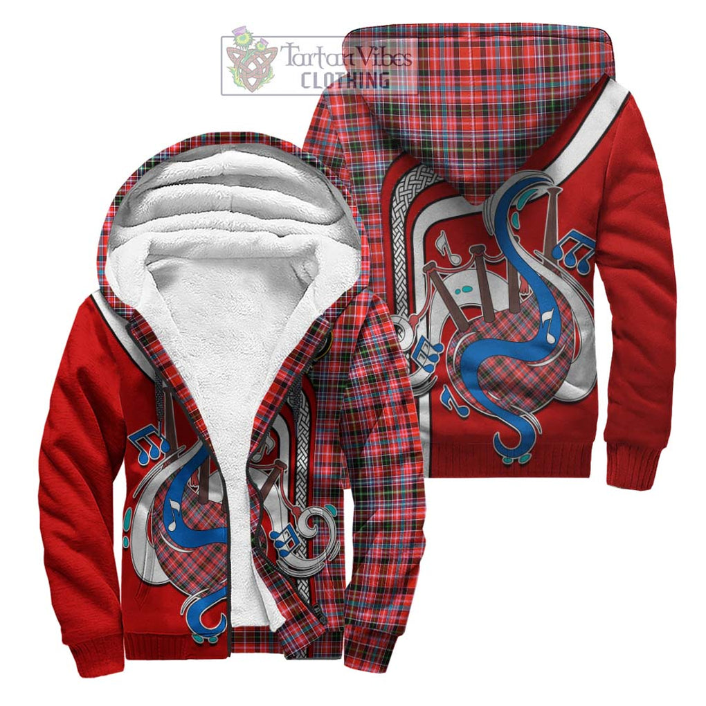 Straiton Tartan Sherpa Hoodie with Epic Bagpipe Style Unisex S - Tartanvibesclothing Shop