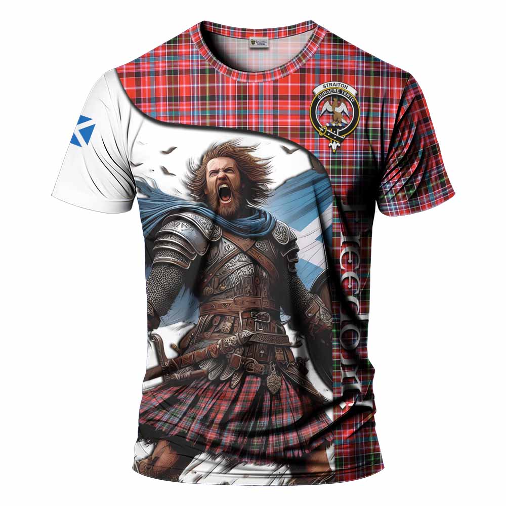 Straiton Crest Tartan T-Shirt Inspired by the Freedom of Scottish Warrior