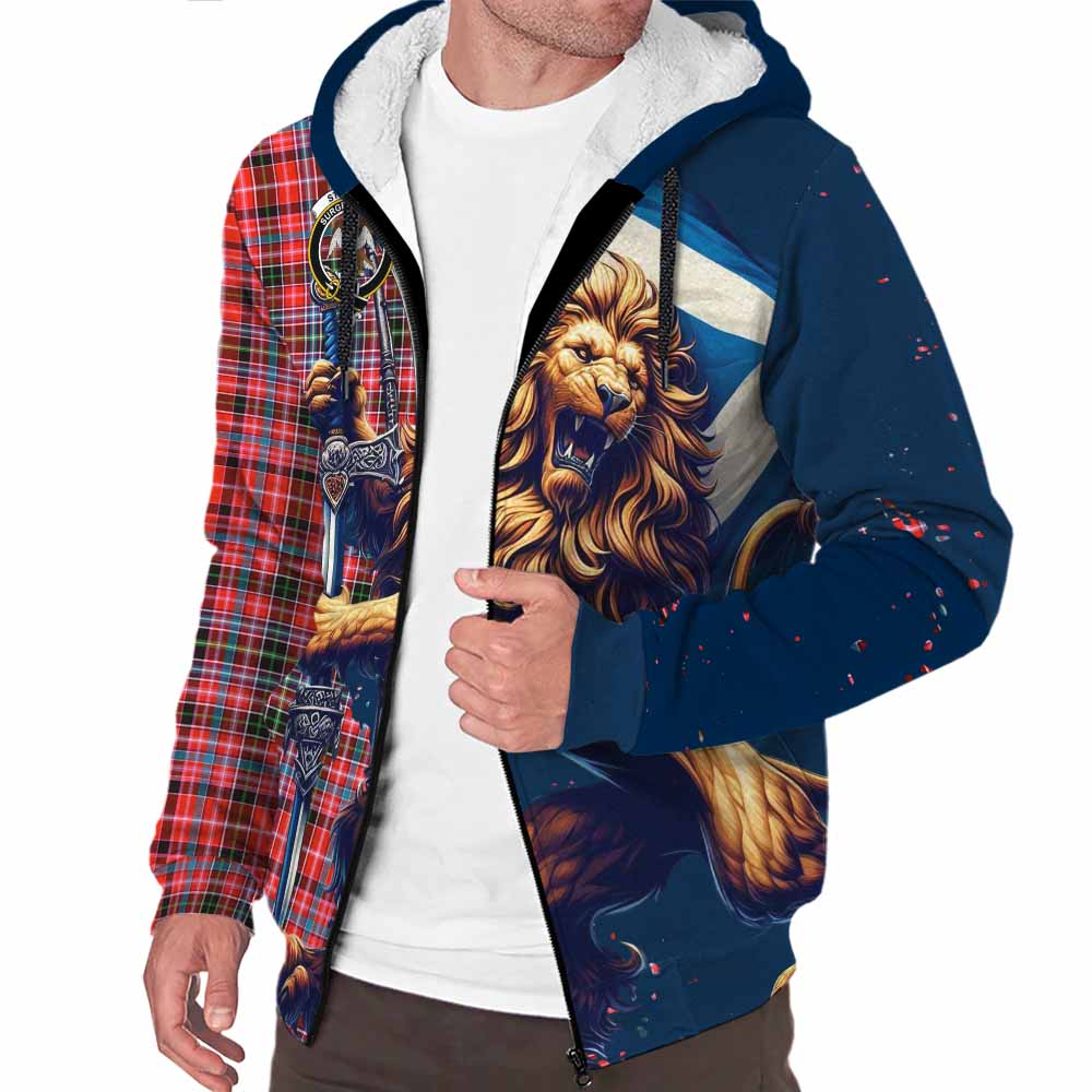 Tartan Vibes Clothing Straiton Tartan Family Crest Sherpa Hoodie with Scottish Majestic Lion