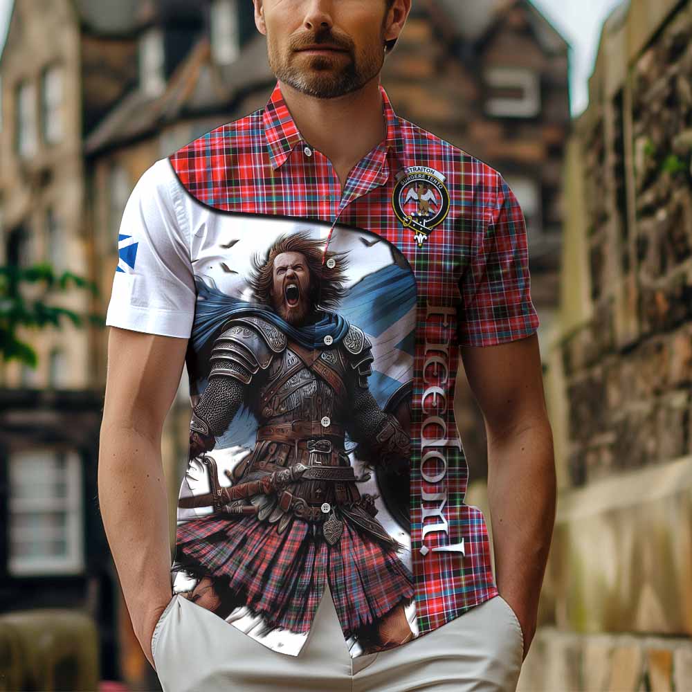 Tartan Vibes Clothing Straiton Crest Tartan Short Sleeve Button Shirt Inspired by the Freedom of Scottish Warrior