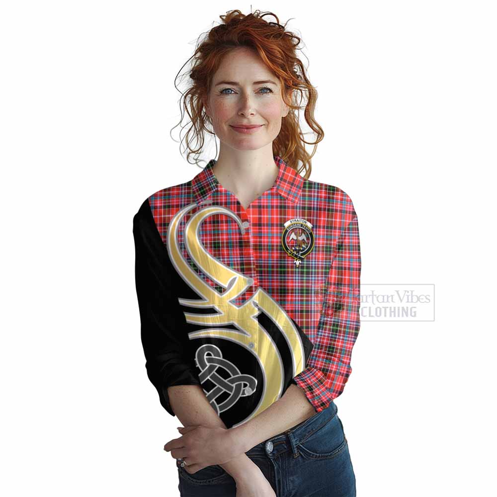 Tartan Vibes Clothing Straiton Tartan Women's Casual Shirt with Family Crest and Celtic Symbol Style