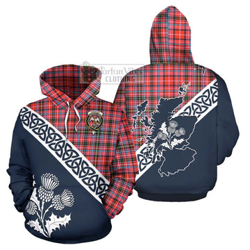 Straiton Tartan Hoodie Featuring Thistle and Scotland Map