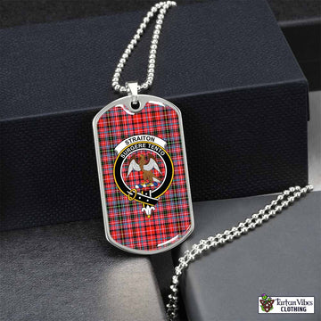 Straiton Tartan Dog Tag Necklace with Family Crest