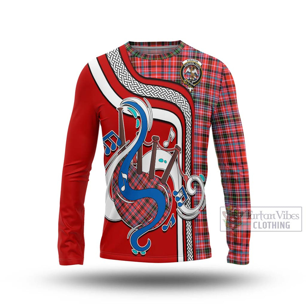 Tartan Vibes Clothing Straiton Tartan Long Sleeve T-Shirt with Epic Bagpipe Style