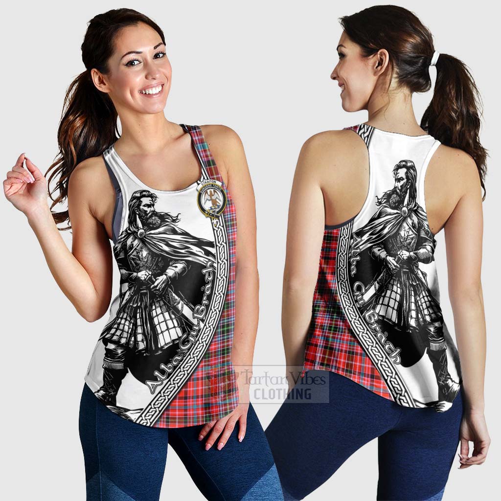 Tartan Vibes Clothing Straiton Tartan Clan Crest Women's Racerback Tanks with Highlander Warrior Celtic Style