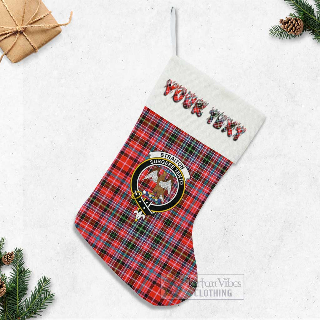 Straiton Tartan Family Crest Christmas Stocking with Personalized Text - Tartan Vibes Clothing