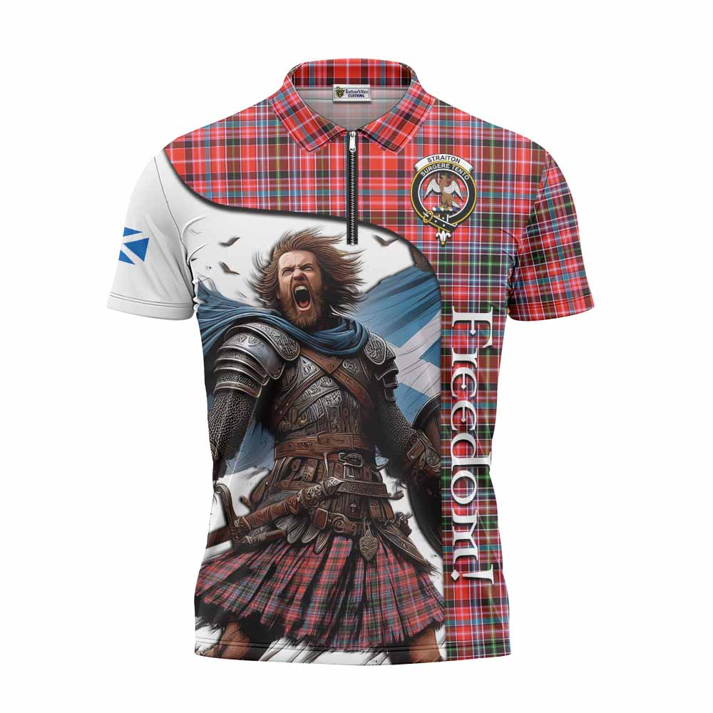 Tartan Vibes Clothing Straiton Crest Tartan Zipper Polo Shirt Inspired by the Freedom of Scottish Warrior