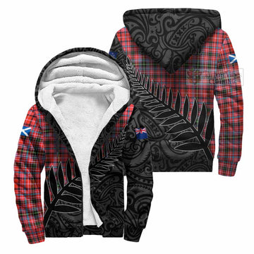 Straiton Crest Tartan Sherpa Hoodie with New Zealand Silver Fern Half Style