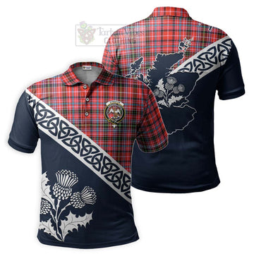 Straiton Tartan Polo Shirt Featuring Thistle and Scotland Map