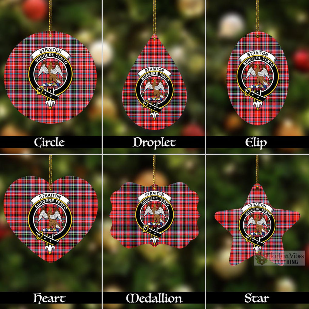 Tartan Vibes Clothing Straiton Tartan Christmas Aluminium Ornament with Family Crest