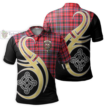 Straiton Tartan Polo Shirt with Family Crest and Celtic Symbol Style