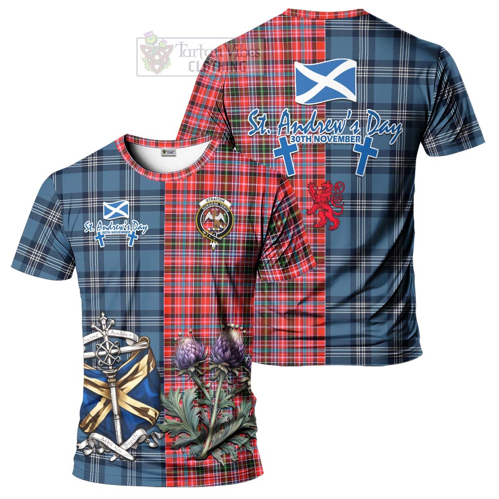 Tartan Vibes Clothing Straiton Tartan T-Shirt Happy St. Andrew's Day Half Tartan Style