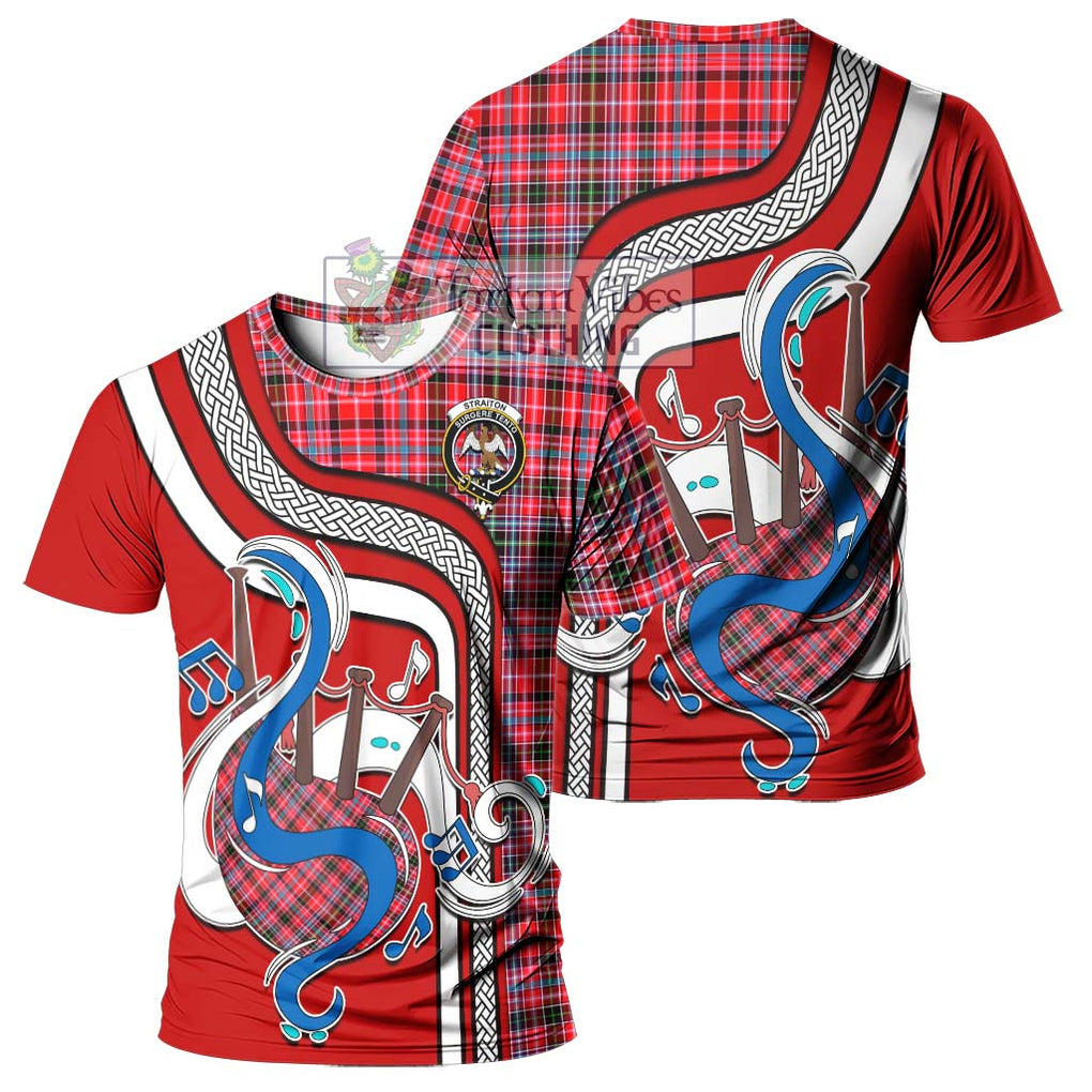 Straiton Tartan T-Shirt with Epic Bagpipe Style - Tartanvibesclothing Shop