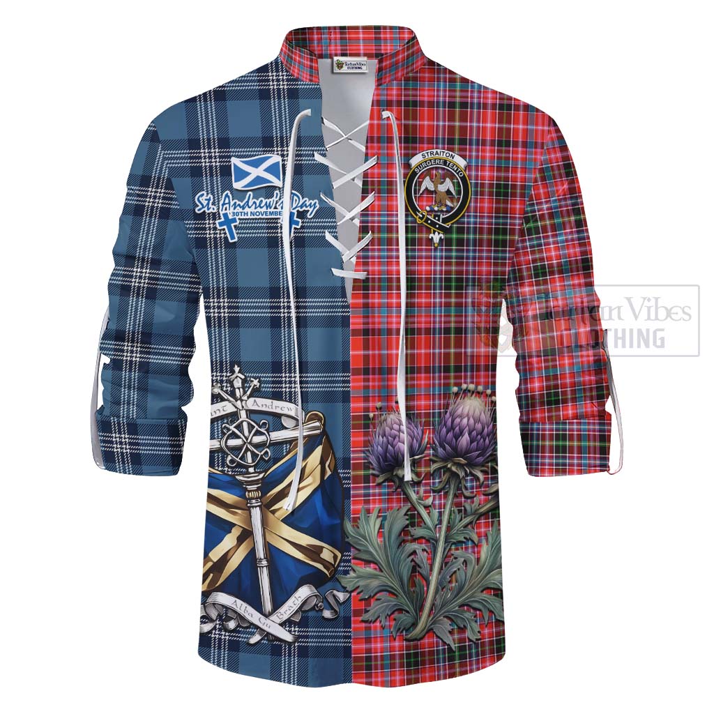 Tartan Vibes Clothing Straiton Tartan Ghillie Kilt Shirt Happy St. Andrew's Day Half Tartan Style