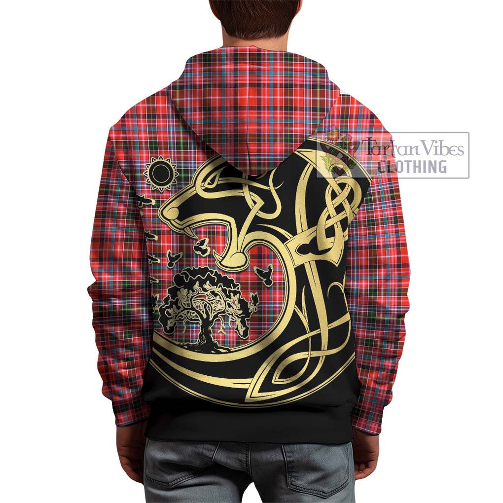 Straiton Tartan Hoodie with Family Crest Celtic Wolf Style - Tartan Vibes Clothing