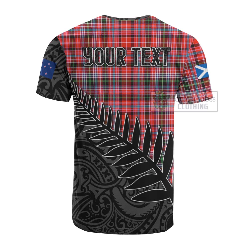 Tartan Vibes Clothing Straiton Crest Tartan Cotton T-shirt with New Zealand Silver Fern Half Style