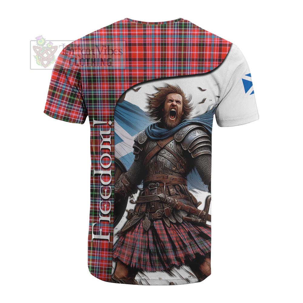 Tartan Vibes Clothing Straiton Crest Tartan Cotton T-shirt Inspired by the Freedom of Scottish Warrior