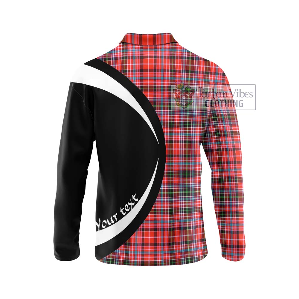 Straiton Tartan Long Sleeve Polo Shirt with Family Crest Circle Style - Tartan Vibes Clothing