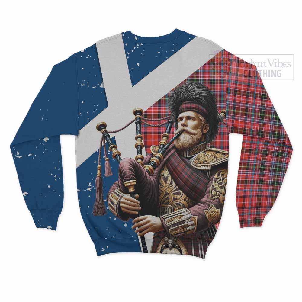 Tartan Vibes Clothing Straiton Tartan Sweatshirt with Family Crest Scottish Bagpiper Vibes