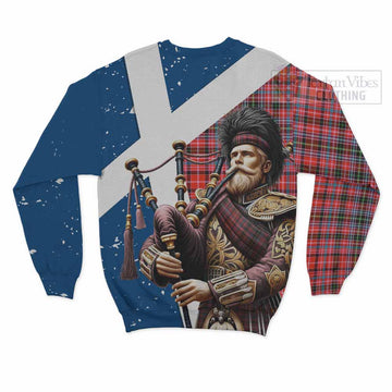 Straiton Tartan Sweatshirt with Family Crest Scottish Bagpiper Vibes