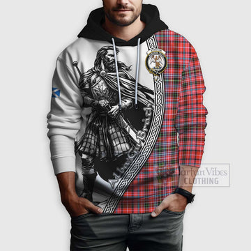 Straiton Tartan Clan Crest Hoodie with Highlander Warrior Celtic Style