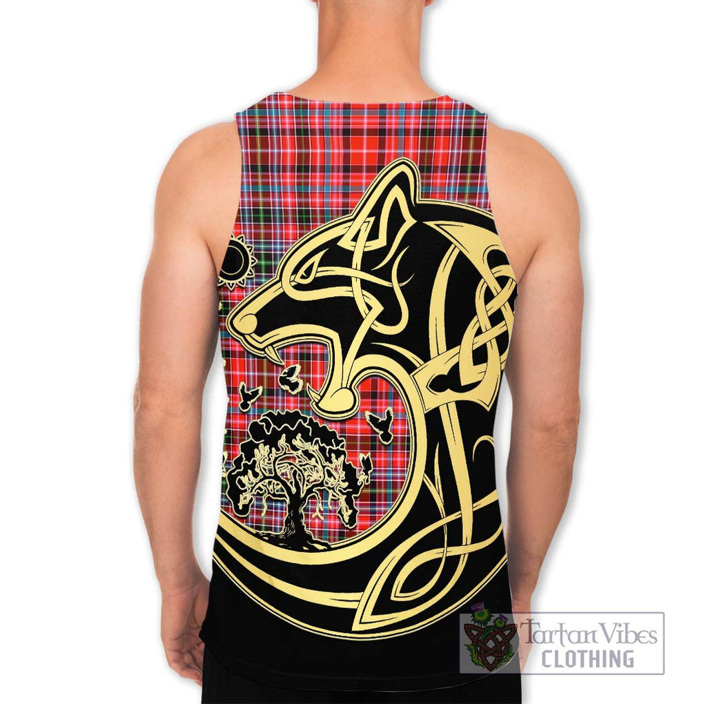 Straiton Tartan Men's Tank Top with Family Crest Celtic Wolf Style - Tartan Vibes Clothing