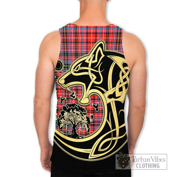 Straiton Tartan Men's Tank Top with Family Crest Celtic Wolf Style