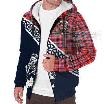 Straiton Tartan Sherpa Hoodie Featuring Thistle and Scotland Map