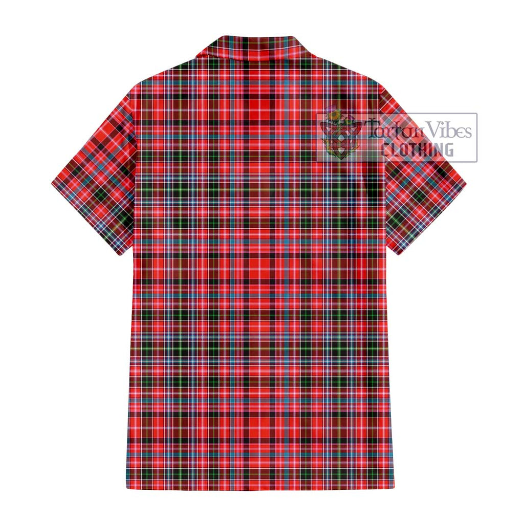 Straiton Tartan Short Sleeve Button Shirt with Family Crest DNA In Me Style - Tartanvibesclothing Shop