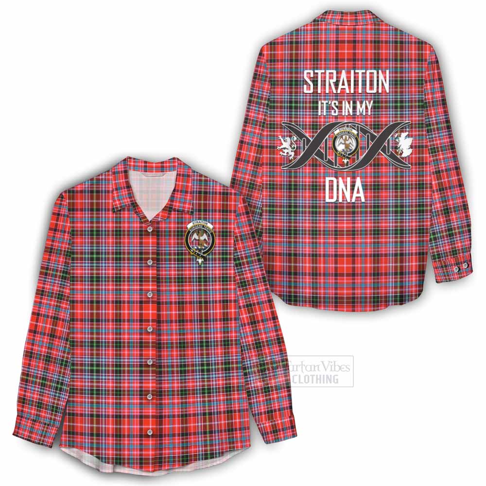 Tartan Vibes Clothing Straiton Tartan Women's Casual Shirt with Family Crest DNA In Me Style