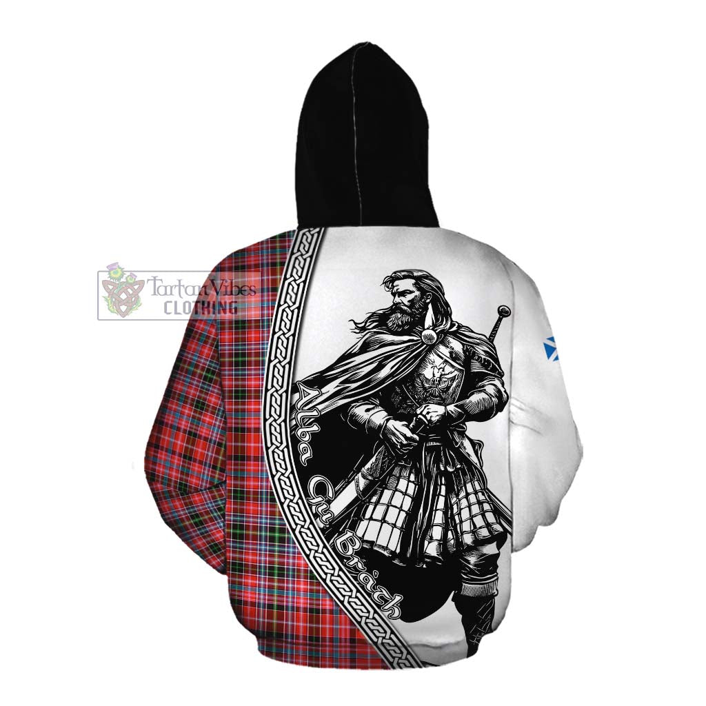 Tartan Vibes Clothing Straiton Tartan Clan Crest Cotton Hoodie with Highlander Warrior Celtic Style