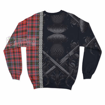 Straiton Tartan Sweatshirt with Family Crest Cross Sword Thistle Celtic Vibes