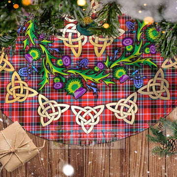 Straiton Tartan Christmas Tree Skirt with Thistle Celtic Knot Style