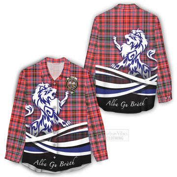 Straiton Tartan Women's Casual Shirt with Alba Gu Brath Regal Lion Emblem