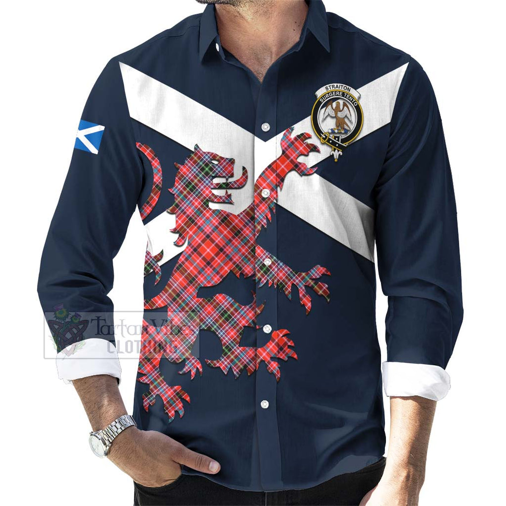 Tartan Vibes Clothing Straiton Tartan Lion Rampant Long Sleeve Button Shirt – Proudly Display Your Heritage with Alba Gu Brath and Clan Name