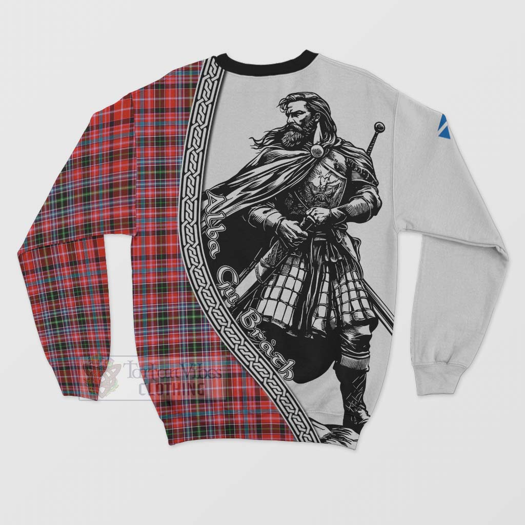 Tartan Vibes Clothing Straiton Tartan Clan Crest Sweatshirt with Highlander Warrior Celtic Style