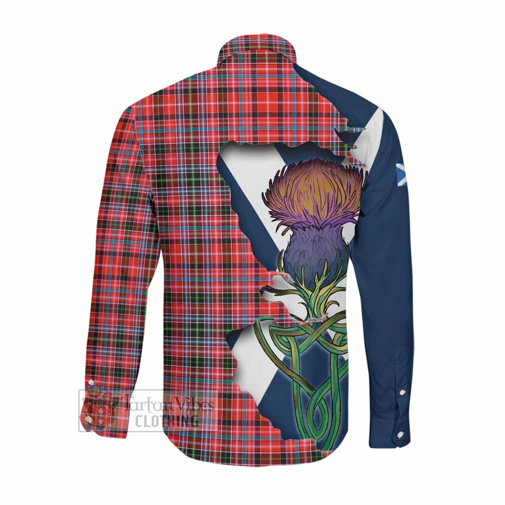 Straiton Tartan Family Crest Long Sleeve Button Shirt Scottish Thistle Celtic Inspired Men's Shirt - Tartan Vibes Clothing