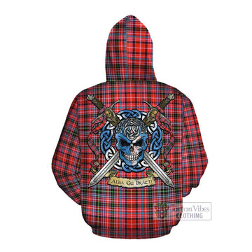 Straiton Tartan Cotton Hoodie with Family Crest Celtic Skull Style